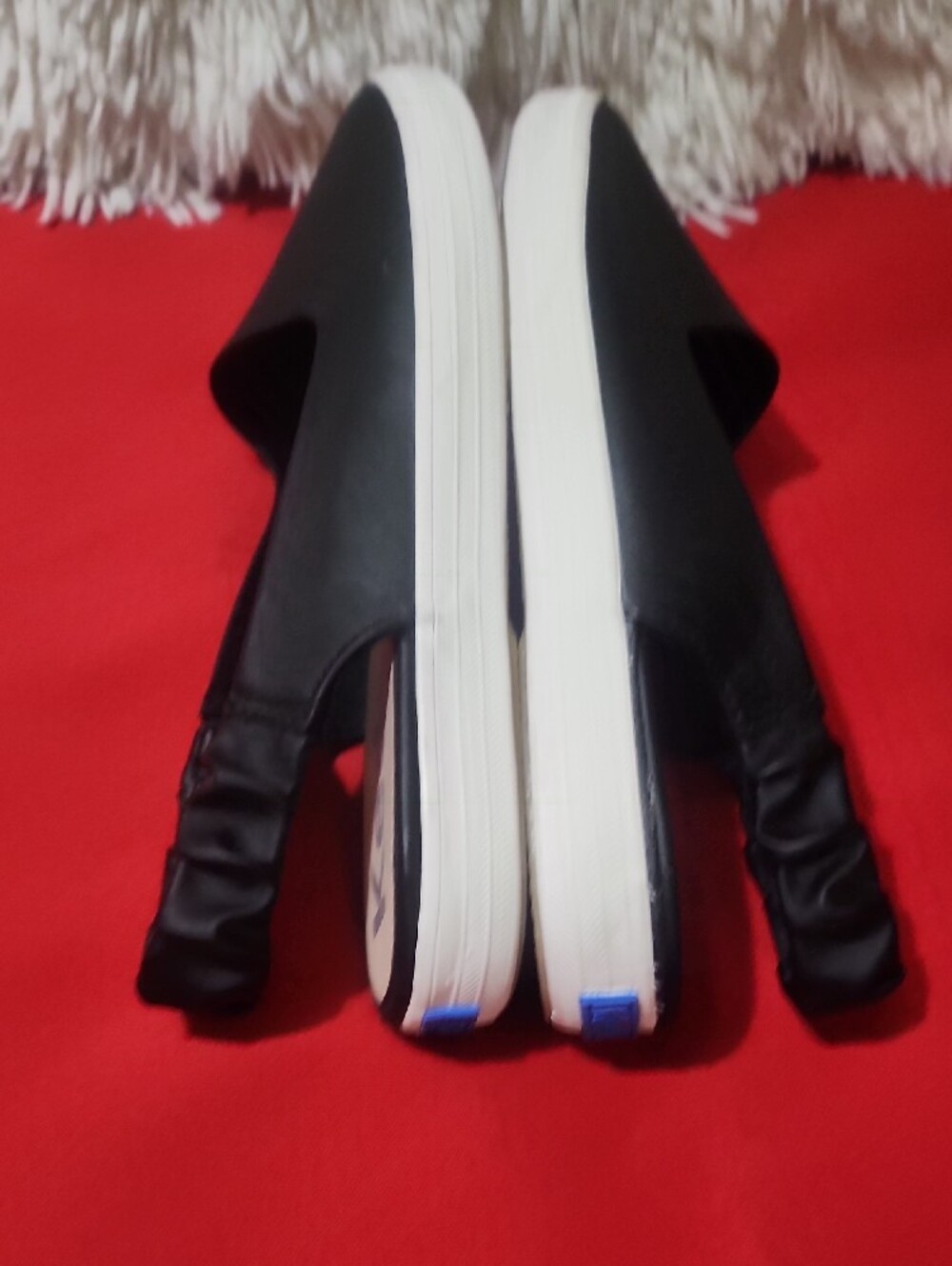 Keds Point Black Slip-On Slingback Flats with White Sole - Picture 7 of 11